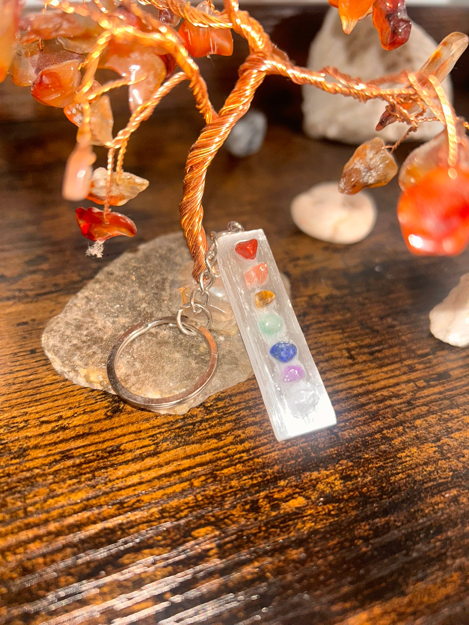 Selenite Chakra Keychain