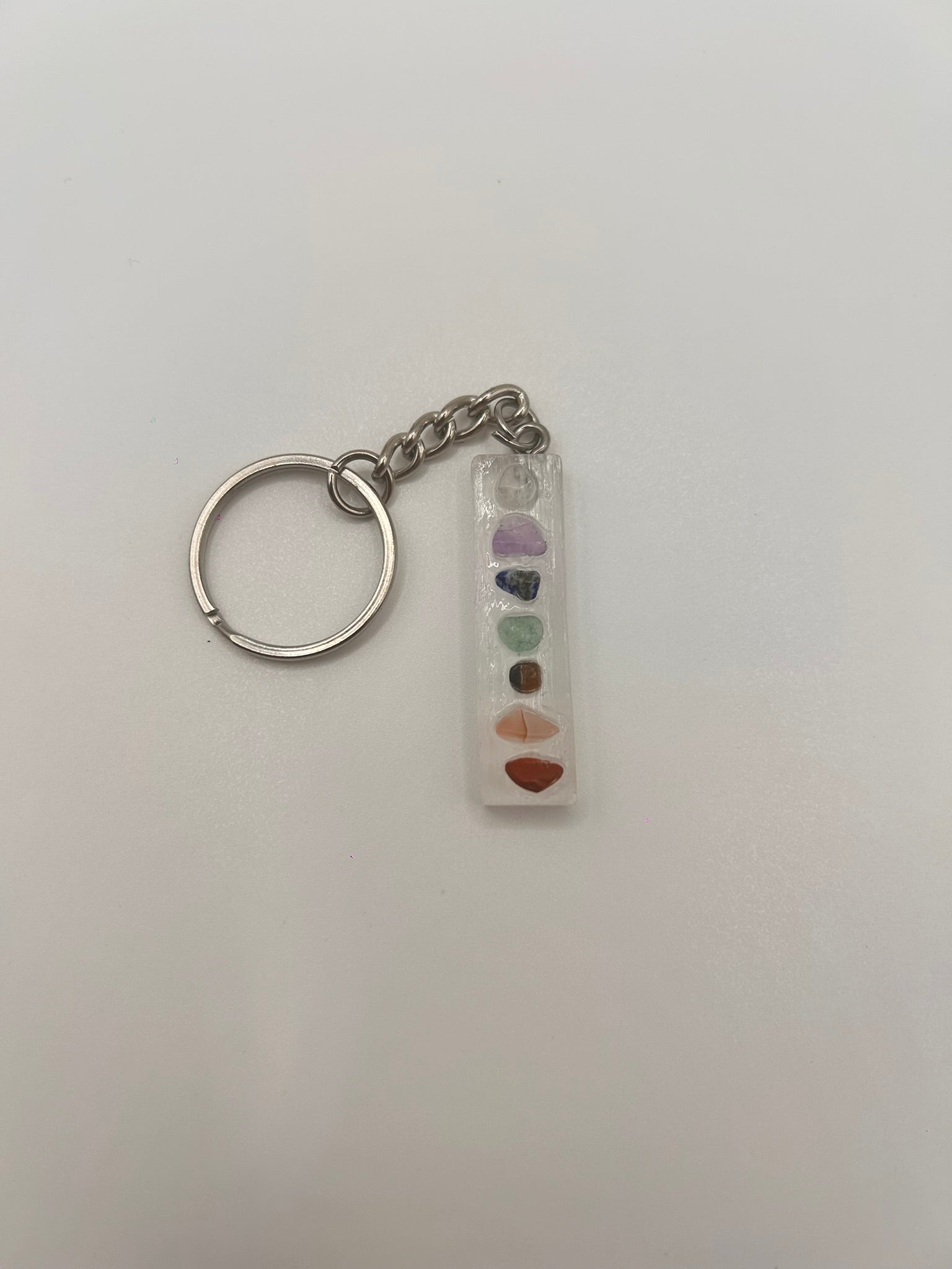 Selenite Chakra Keychain